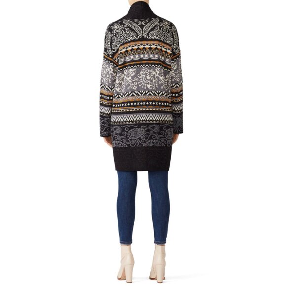 FUZZI Nordique Cardigan Wool Geometric Jacquard Multicolor Print Size M - Picture 7 of 8